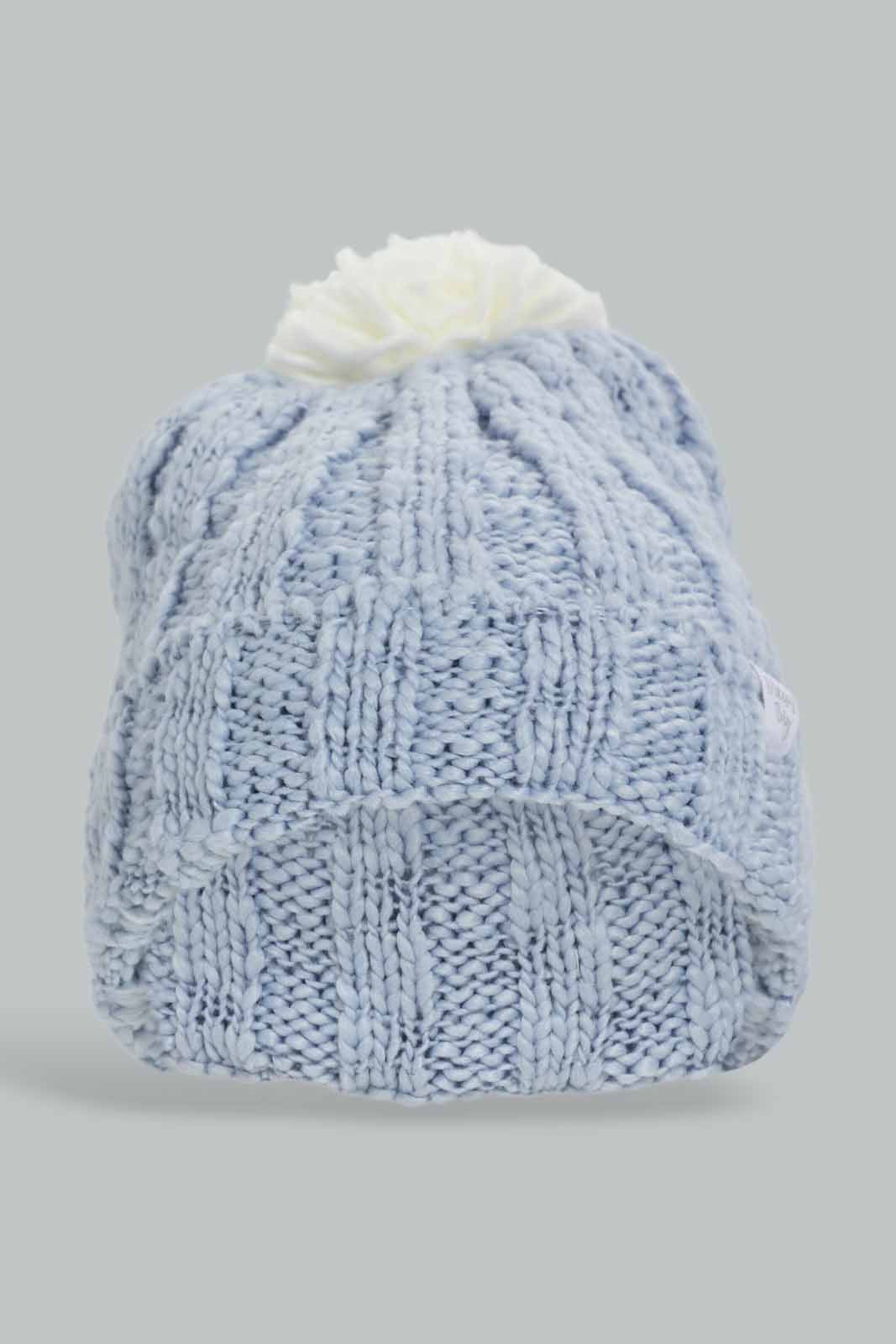 Redtag-Blue-Embelished-Knitted-Cap-Category:Knitted-Accessories,-Colour:Blue,-Filter:Women's-Accessories,-New-In,-New-In-Women-ACC,-Non-Sale,-Section:Women,-W22A,-Women-Knitted-Accessories-Women-