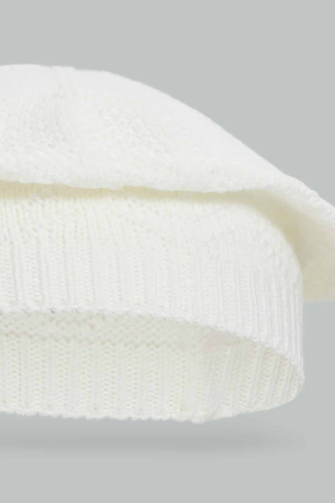 Redtag-White-&-Beige-Embellished-Set-Of-2-Knitted-Cap-Category:Knitted-Accessories,-Colour:Assorted,-Dept:Ladieswear,-Filter:Women's-Accessories,-New-In,-New-In-Women-ACC,-Non-Sale,-Section:Women,-W22A,-Women-Knitted-Accessories-Women-