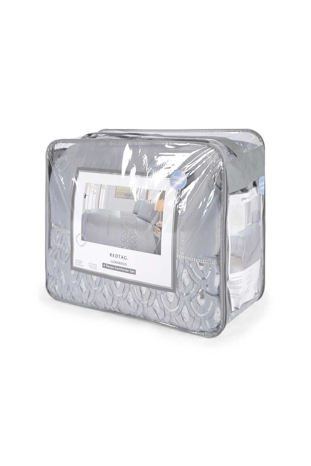 Redtag-Grey-4-Pc-Sequin-Design-Comforter-Set-(Double-Size)-Category:Comforters,-Colour:Grey,-Deals:New-In,-Dept:Home,-Filter:Home-Bedroom,-HMW-BED-Comforters,-New-In-HMW-BED,-Non-Sale,-Section:Homewares,-W22B-Home-Bedroom-