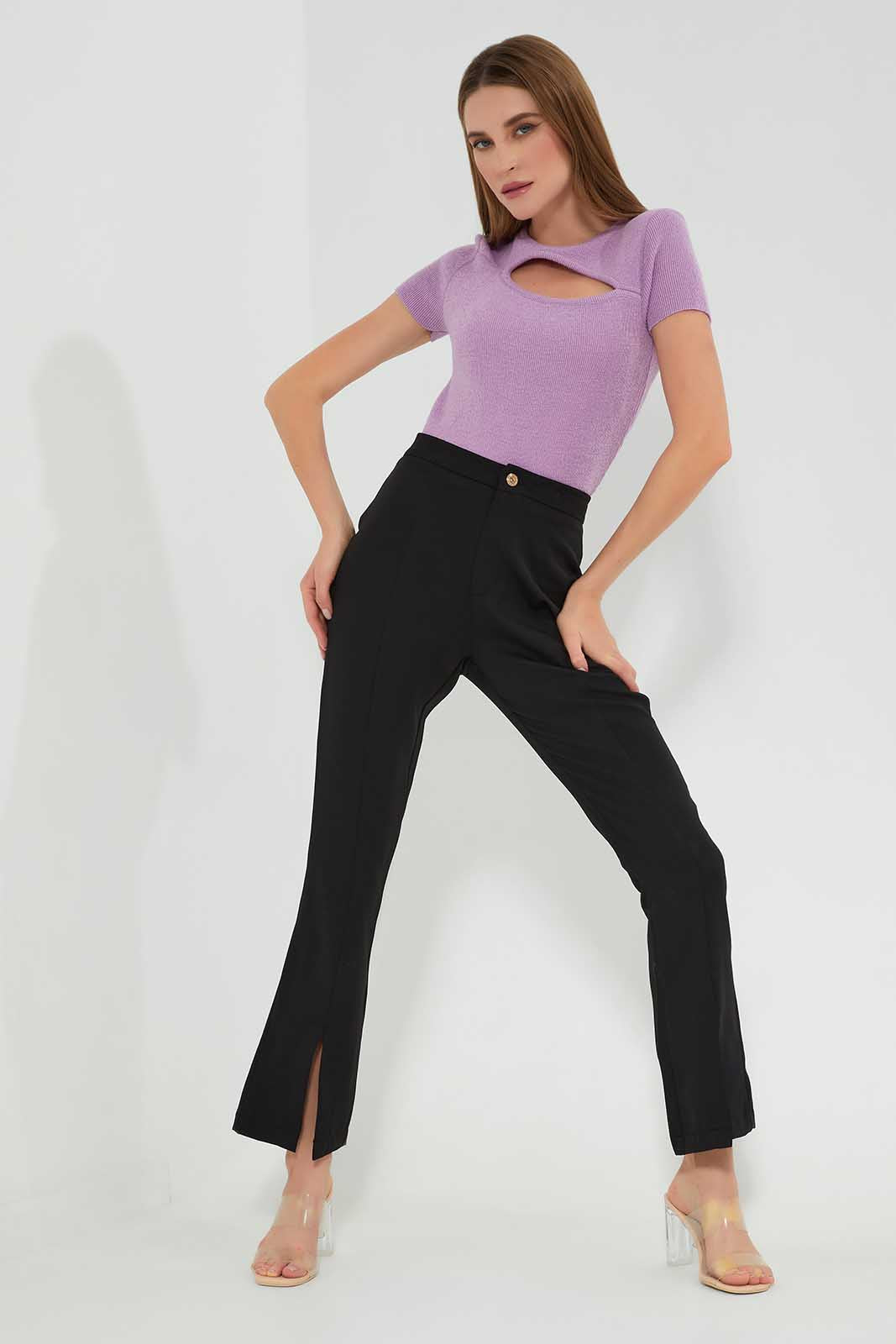 Redtag-Purple-Short-Sleeve-Cut-Out-Chest-Detail-Category:Tops,-Colour:Purple,-Deals:New-In,-Filter:Women's-Clothing,-LEC,-LEC-Tops,-New-In-LEC-APL,-Non-Sale,-Section:Women,-W22A-Women's-