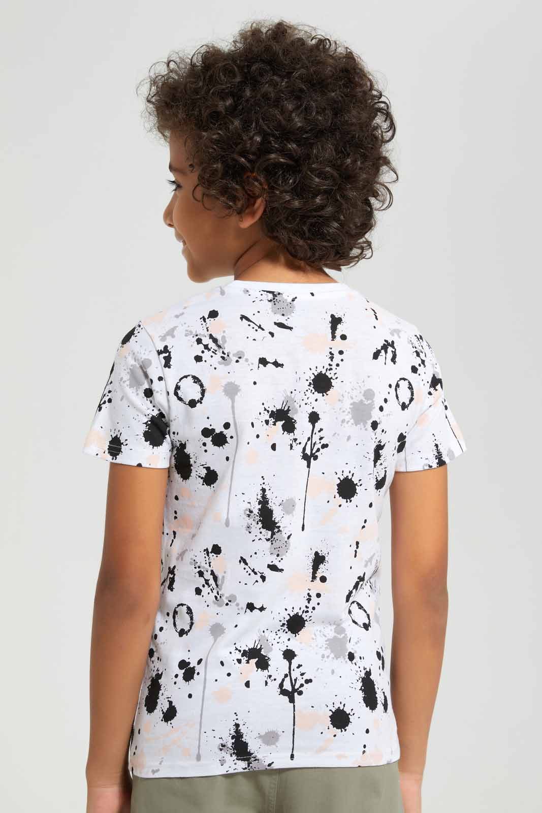 Redtag-White-Splat-All-Over-Print-T-shirt-BOY-T-Shirts,-Category:T-Shirts,-Colour:White,-Deals:New-In,-Filter:Boys-(2-to-8-Yrs),-New-In-BOY-APL,-Non-Sale,-Section:Boys-(0-to-14Yrs),-TBL,-W22A-Boys-2 to 8 Years