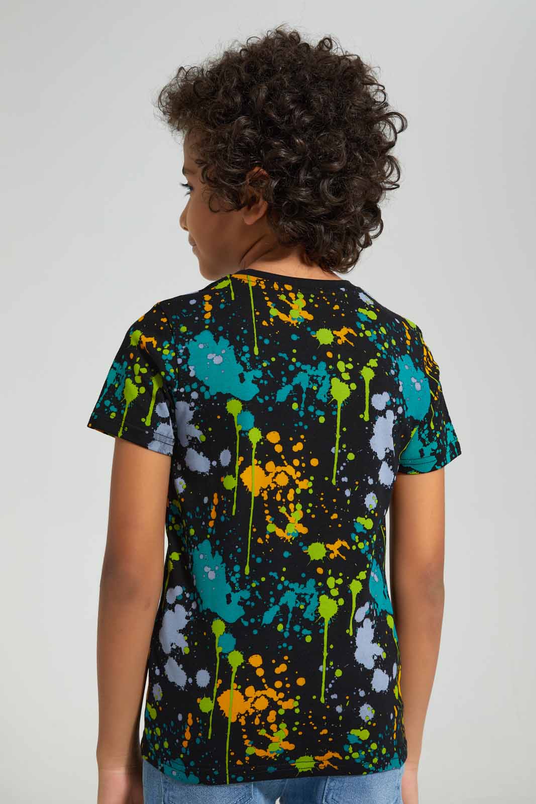 Redtag-Black-Splat-All-Over-Print-T-shirt-BOY-T-Shirts,-Category:T-Shirts,-Colour:Black,-Deals:New-In,-Filter:Boys-(2-to-8-Yrs),-New-In-BOY-APL,-Non-Sale,-Section:Boys-(0-to-14Yrs),-TBL,-W22A-Boys-2 to 8 Years