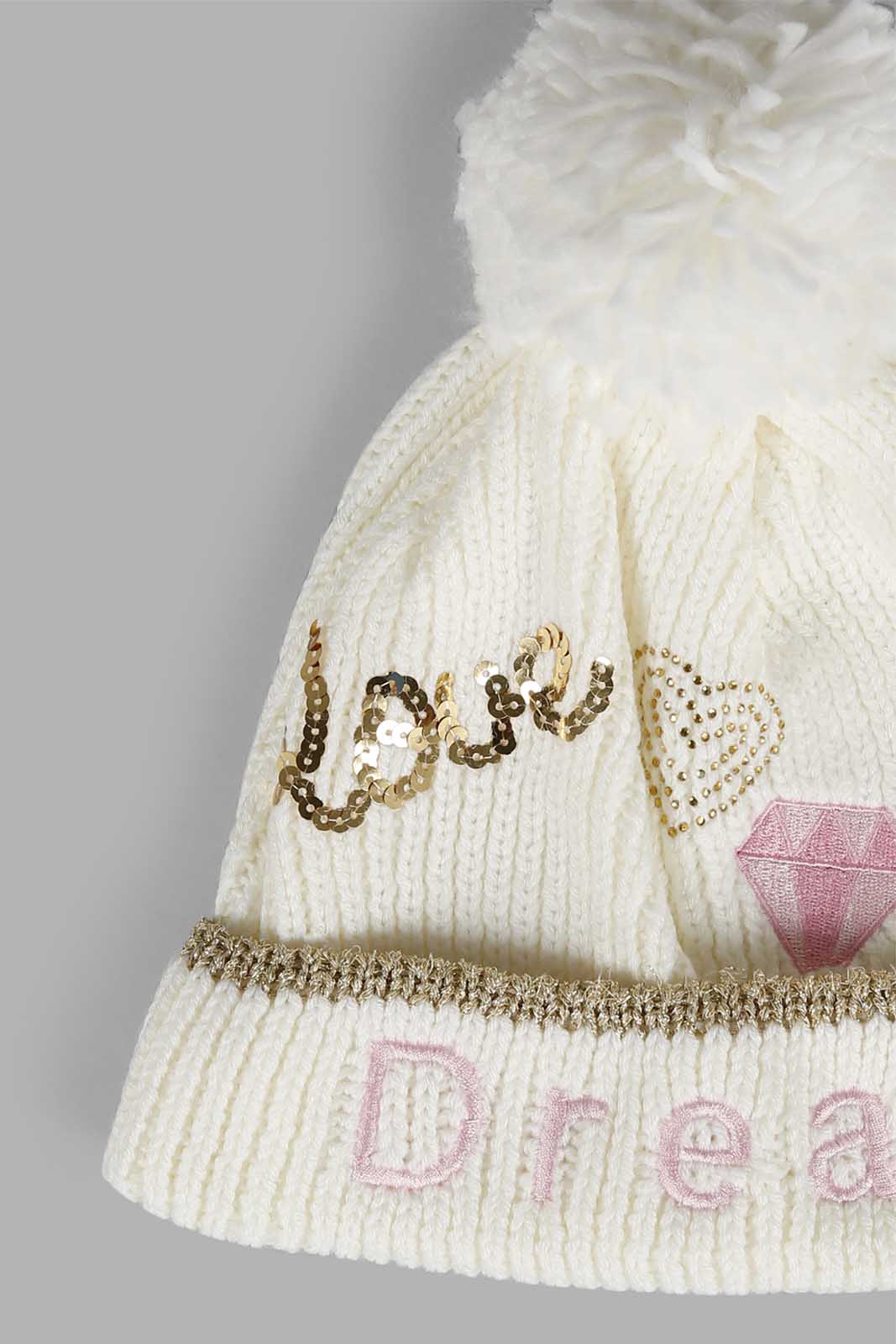 Redtag-White-Knitted-Cap-With-Gloves-Category:Knitted-Accessories,-Colour:White,-Filter:Girls-Accessories,-GIR-Knitted-Accessories,-New-In,-New-In-GIR-ACC,-Non-Sale,-Section:Girls-(0-to-14Yrs),-W22A-Girls-