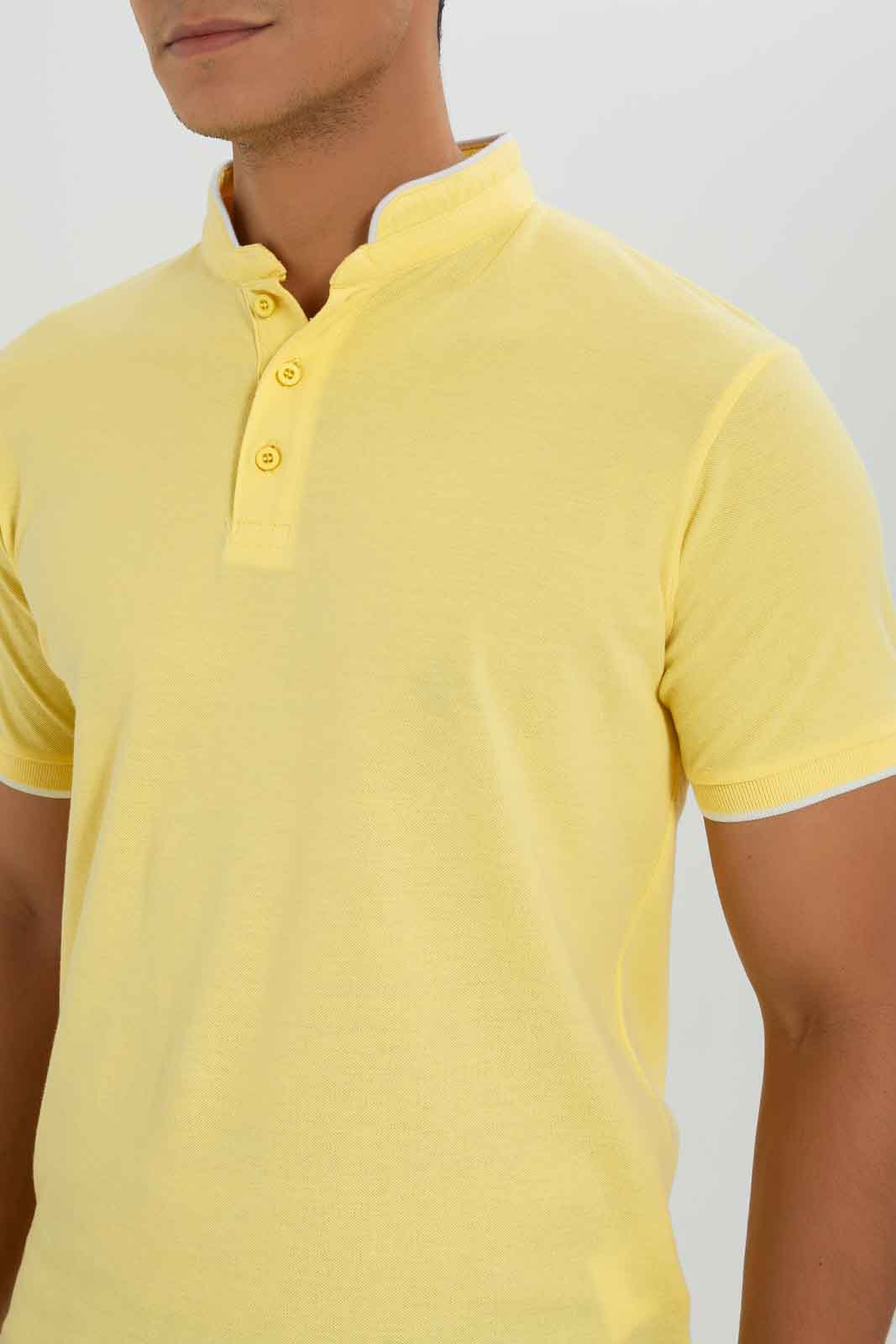 Redtag-Standup-Collar-Polo-Category:Polo-T-Shirts,-Colour:Yellow,-Deals:New-In,-Dept:Menswear,-Filter:Men's-Clothing,-Men-Polo-T-Shirts,-New-In-Men-APL,-Non-Sale,-Section:Men,-TBL,-W22O-Men's-