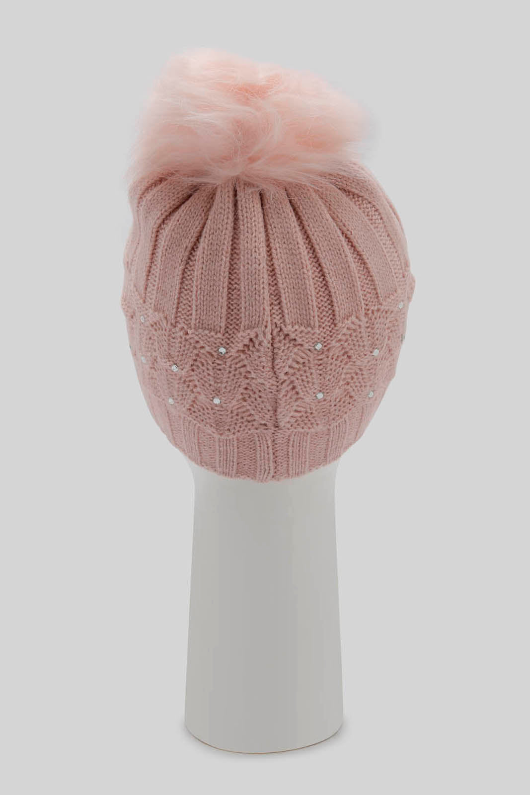 Redtag-Pink-Pom-Pom-Embelished-Knitted-Cap-Category:Knitted-Accessories,-Colour:Pink,-Filter:Women's-Accessories,-New-In,-New-In-Women-ACC,-Non-Sale,-Section:Women,-W22B,-Women-Knitted-Accessories-Women-