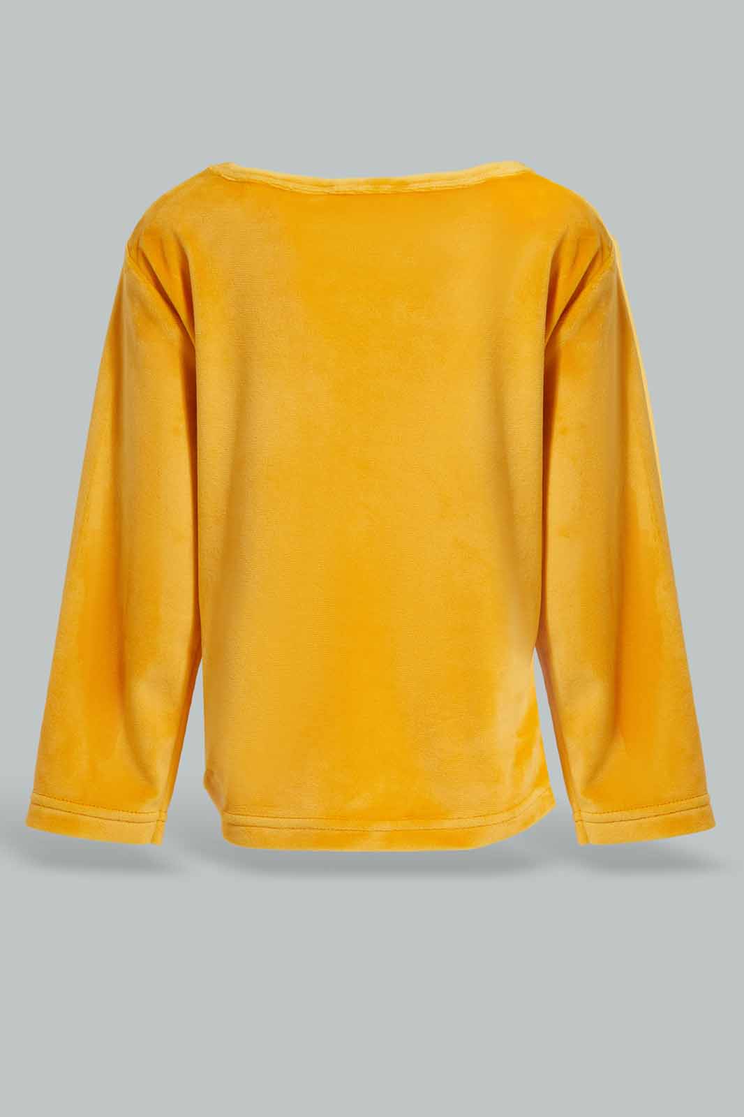 Redtag-Mustard-Bunny-Applique-Velour-Top-&-Bottom-Set-Category:Pyjama-Sets,-Colour:Mustard,-Deals:New-In,-Filter:Infant-Girls-(3-to-24-Mths),-ING-Pyjama-Sets,-New-In-ING-APL,-Non-Sale,-Section:Girls-(0-to-14Yrs),-W22A-Infant-Girls-3 to 24 Months