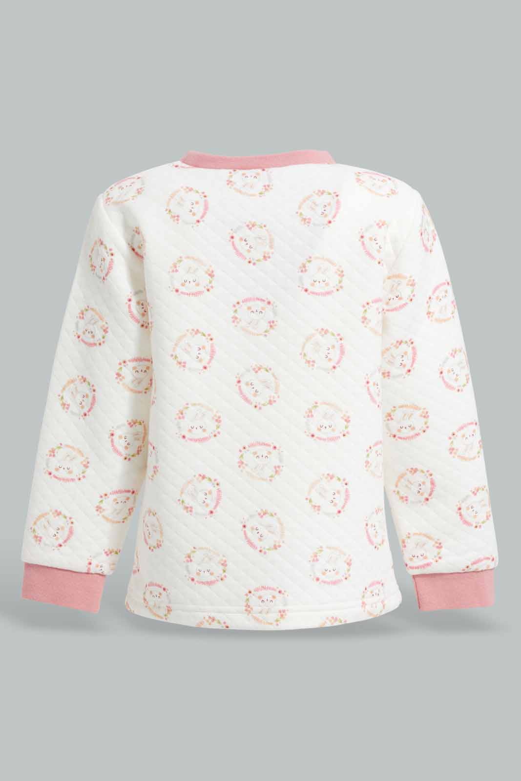Redtag-Pink-Floral-Print-Quilted-Top-&-Bottom-Set-Category:Pyjama-Sets,-Colour:Apricot,-Deals:New-In,-Filter:Infant-Girls-(3-to-24-Mths),-ING-Pyjama-Sets,-New-In-ING-APL,-Non-Sale,-Section:Girls-(0-to-14Yrs),-W22A-Infant-Girls-3 to 24 Months