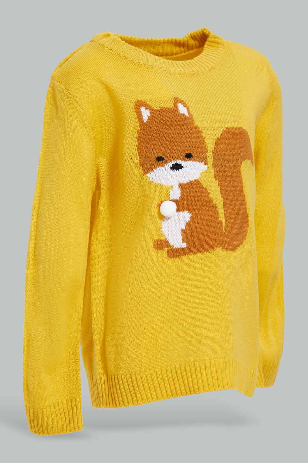 Redtag-Mustard-Squirrel-Pullover-Category:Pullovers,-Colour:Mustard,-Deals:New-In,-Dept:Girls,-Filter:Infant-Girls-(3-to-24-Mths),-ING-Pullovers,-New-In-ING-APL,-Non-Sale,-Section:Girls-(0-to-14Yrs),-TBL,-W22B-Infant-Girls-3 to 24 Months
