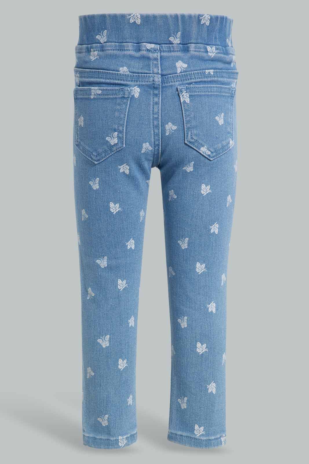 Redtag-Blue-Butterfly-Aop-Jeggings-Category:Jeggings,-Colour:Blue,-Deals:New-In,-Filter:Infant-Girls-(3-to-24-Mths),-ING-Jeggings,-New-In-ING-APL,-Non-Sale,-Section:Girls-(0-to-14Yrs),-W22O-Infant-Girls-3 to 24 Months