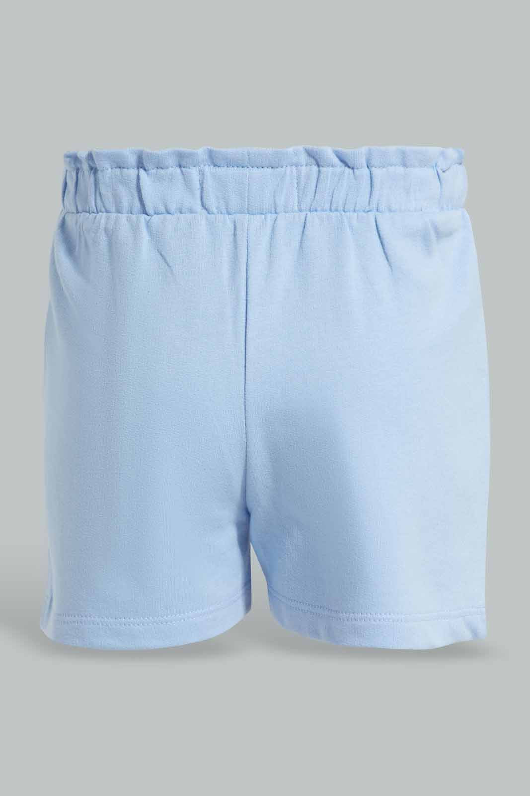 Redtag-Blue-And-Yellow-2PK-Solid-Shorts-Category:Shorts,-Colour:Assorted,-Deals:New-In,-Filter:Infant-Girls-(3-to-24-Mths),-ING-Shorts,-New-In-ING-APL,-Non-Sale,-Section:Girls-(0-to-14Yrs),-W22O-Infant-Girls-3 to 24 Months