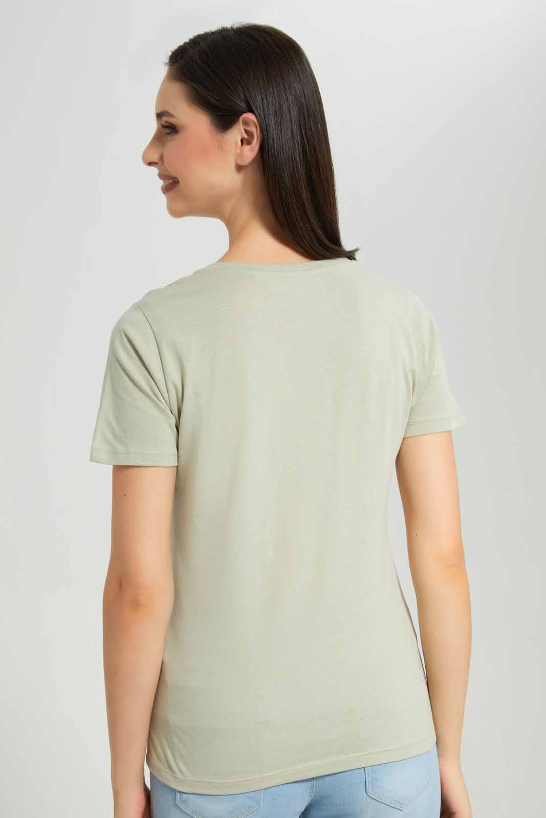 Redtag-Olive-Perfect-Embellished-T-Shirt-Category:T-Shirts,-Colour:Olive,-Deals:New-In,-Filter:Women's-Clothing,-New-In-Women-APL,-Non-Sale,-Section:Women,-TBL,-W22A,-Women-T-Shirts-Women's-