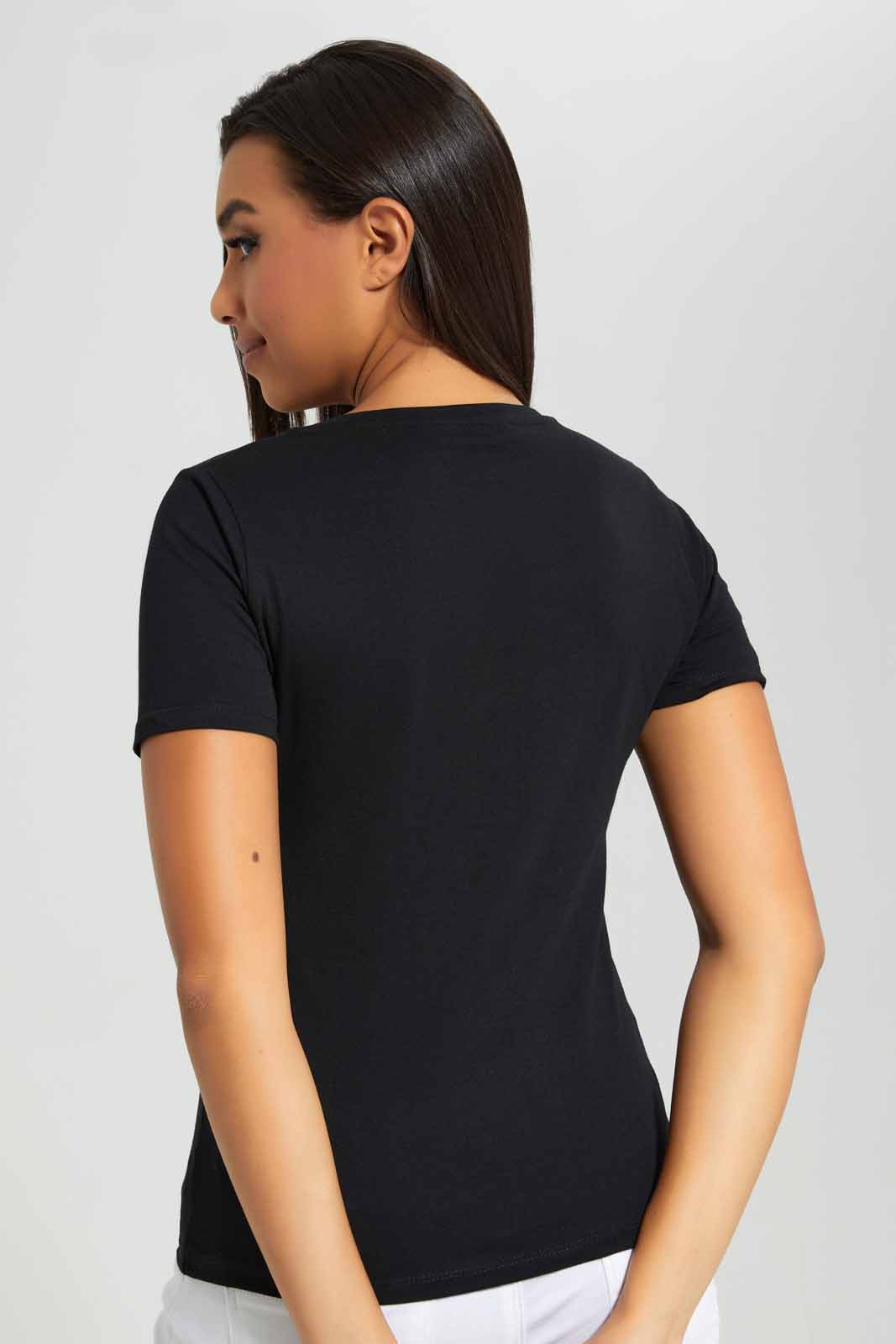 Redtag-Black-Manifest-Embellished-T-Shirt-Category:T-Shirts,-Colour:Black,-Deals:New-In,-Filter:Women's-Clothing,-New-In-Women-APL,-Non-Sale,-Section:Women,-TBL,-W22A,-Women-T-Shirts-Women's-