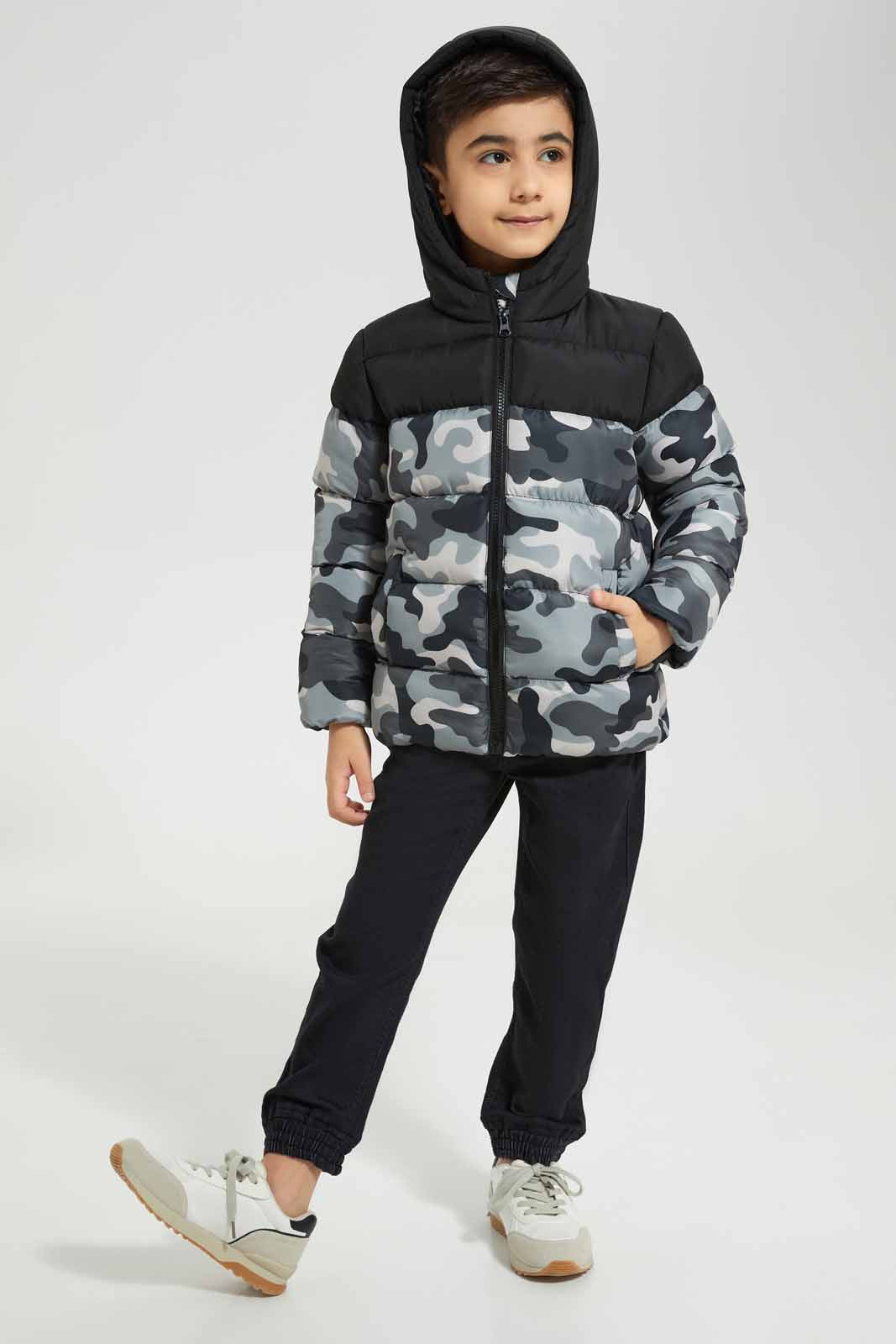 Redtag-Black-Printed-panelled-Padded-Jacket-BOY-Jackets,-Category:Jackets,-Colour:Black,-Deals:New-In,-EHW,-Filter:Boys-(2-to-8-Yrs),-New-In-BOY-APL,-Non-Sale,-Section:Boys-(0-to-14Yrs),-W22B-Boys-2 to 8 Years