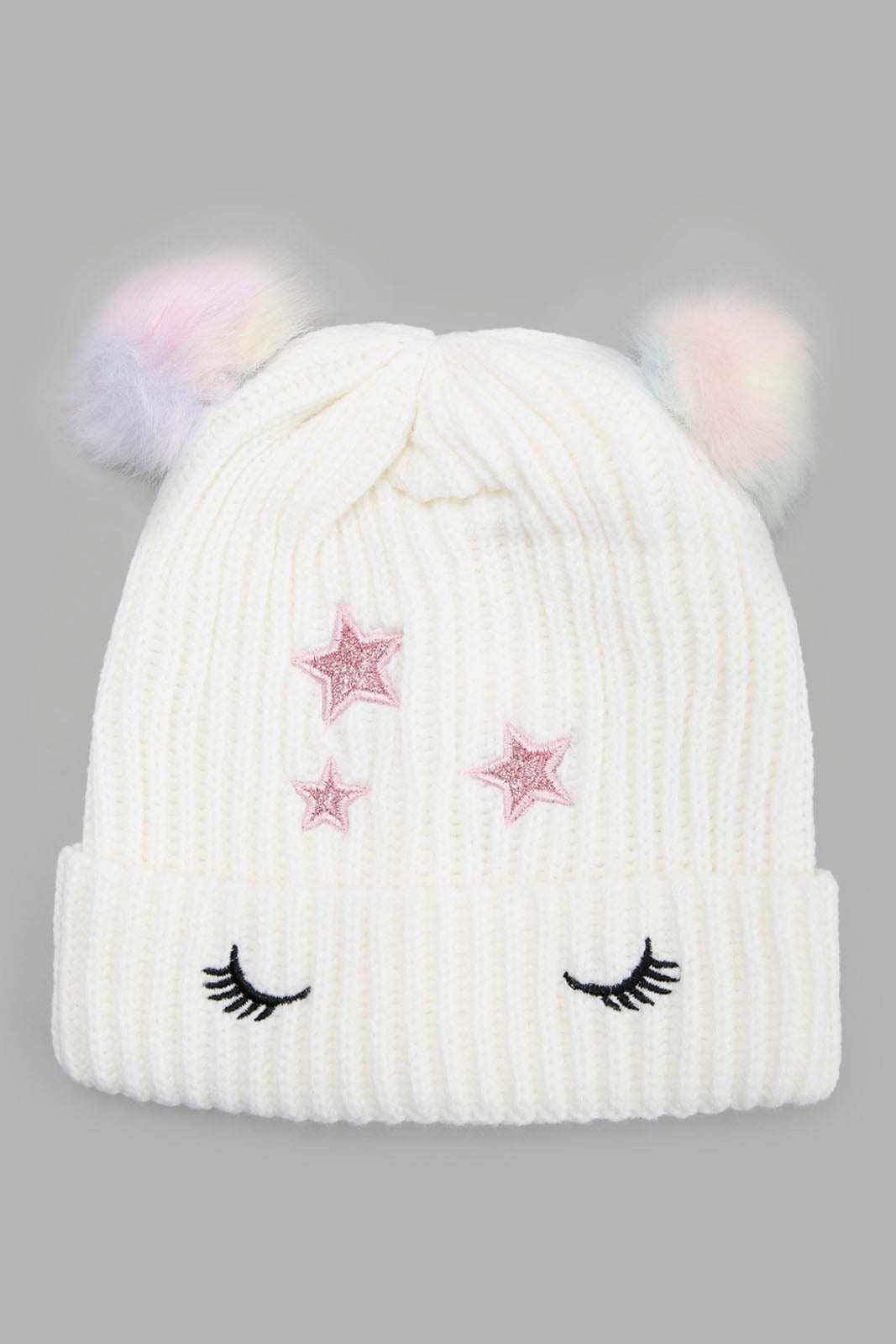 Redtag-White-Embellished-Set-Of-2-Knitted-Cap-&-Gloves-Category:Knitted-Accessories,-Colour:White,-Filter:Girls-Accessories,-GSR-Knitted-Accessories,-New-In,-New-In-GIR-ACC,-Non-Sale,-Section:Girls-(0-to-14Yrs),-W22B-Girls-