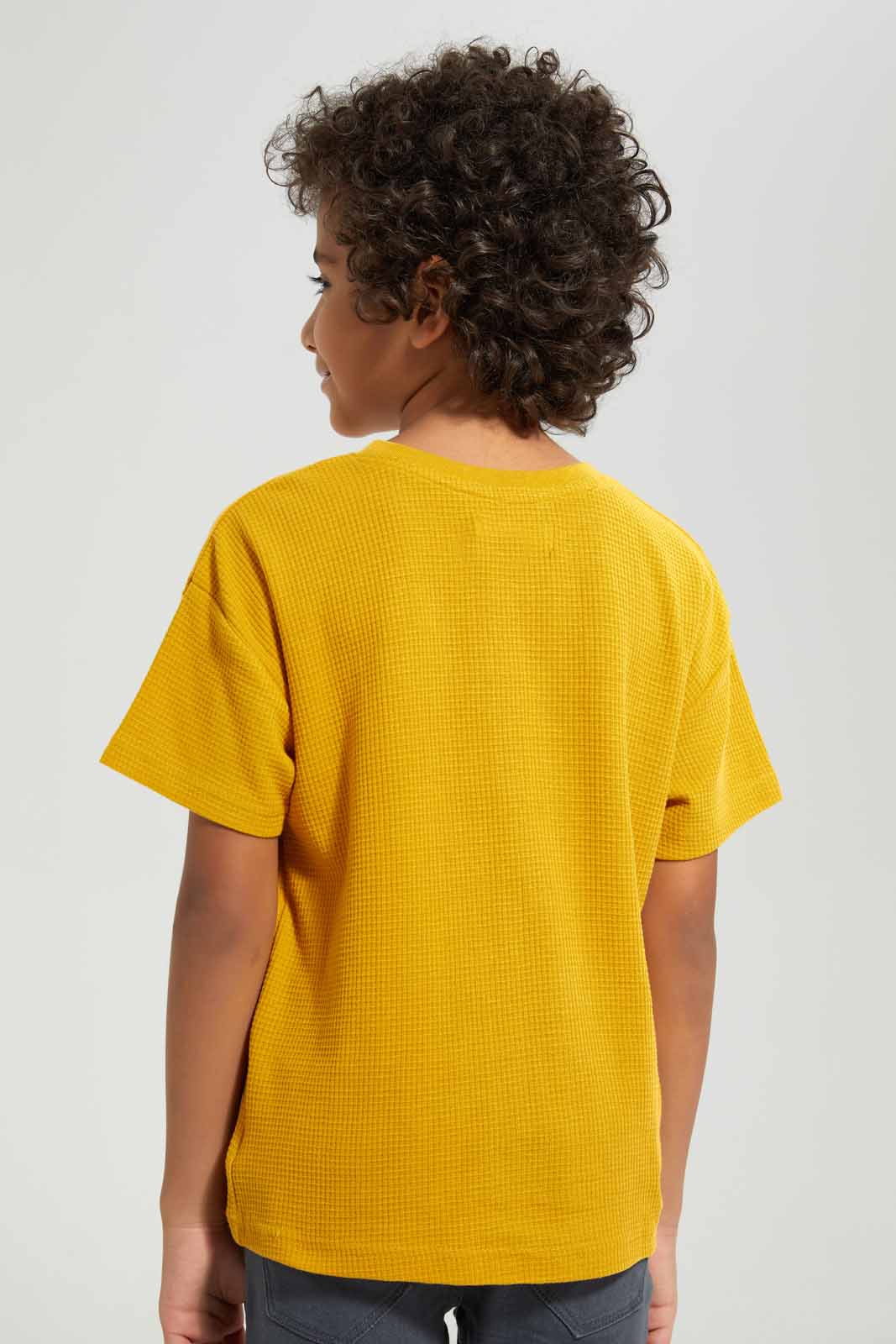 Redtag-Brown-Short-Sleeve-Waffle-Oversize-T-Shirt-BOY-T-Shirts,-Category:T-Shirts,-Colour:Brown,-Deals:New-In,-Filter:Boys-(2-to-8-Yrs),-New-In-BOY-APL,-Non-Sale,-Section:Boys-(0-to-14Yrs),-TBL,-W22A-Boys-2 to 8 Years