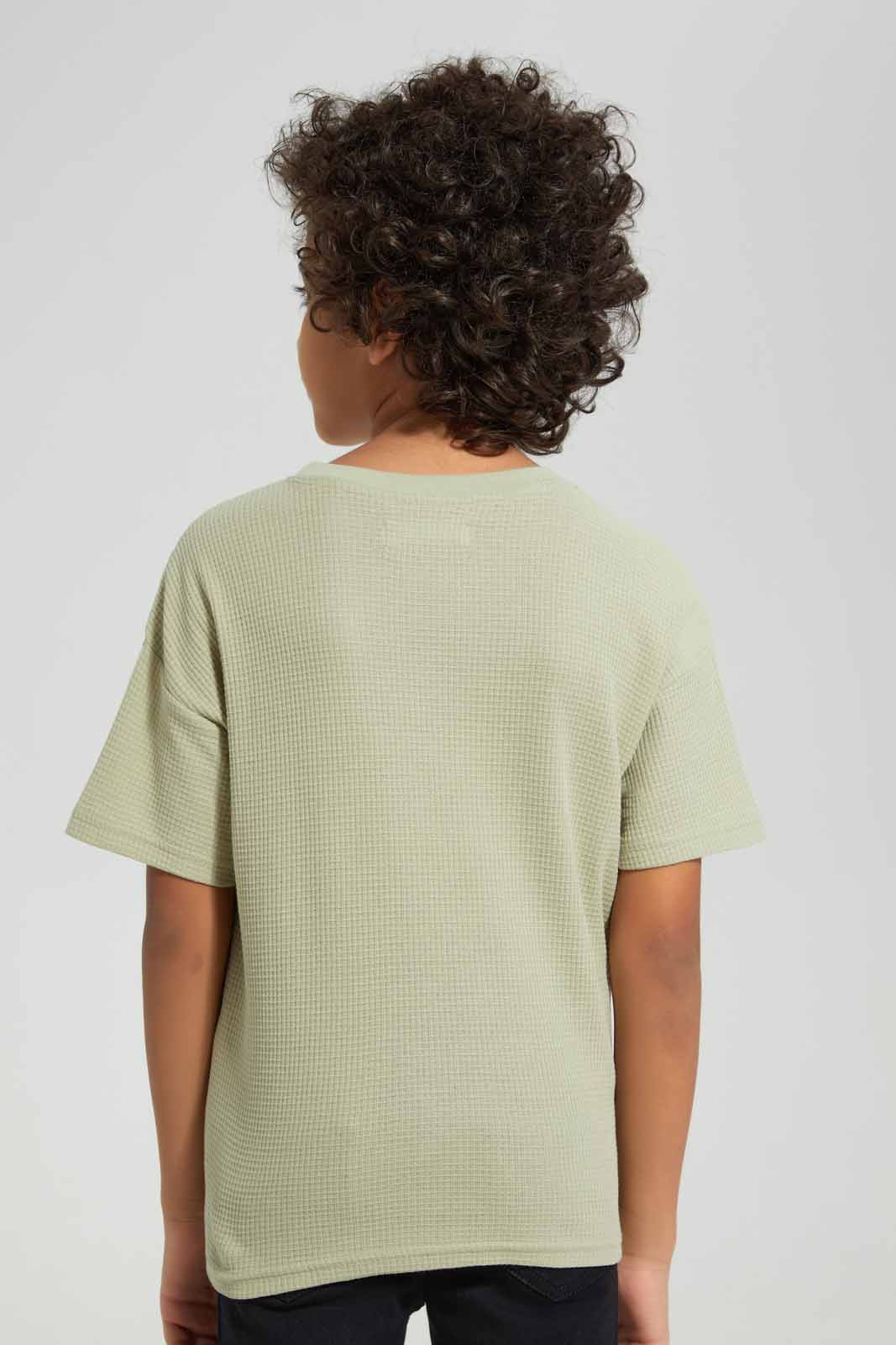 Redtag-Green-Short-Sleeve-Waffle-Oversize-T-Shirt-BOY-T-Shirts,-Category:T-Shirts,-Colour:Green,-Deals:New-In,-Filter:Boys-(2-to-8-Yrs),-New-In-BOY-APL,-Non-Sale,-Section:Boys-(0-to-14Yrs),-TBL,-W22A-Boys-2 to 8 Years