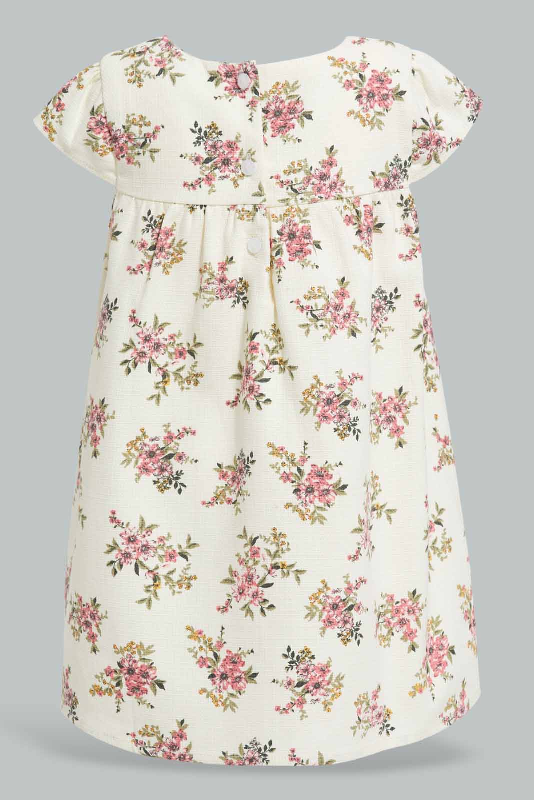 Redtag-Ivory-Floral-AOP-Dress-Category:Dresses,-Colour:Ivory,-Deals:New-In,-Filter:Infant-Girls-(3-to-24-Mths),-ING-Dresses,-New-In-ING-APL,-Non-Sale,-Section:Girls-(0-to-14Yrs),-W22A-Infant-Girls-3 to 24 Months