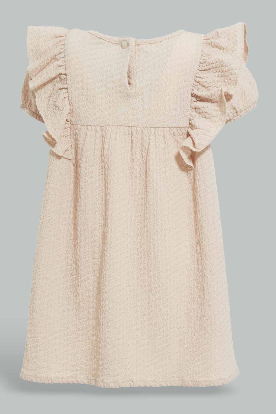 Redtag-Beige-Solid-Textured-Fabric-Dress-Category:Dresses,-Colour:Beige,-Deals:New-In,-Filter:Infant-Girls-(3-to-24-Mths),-ING-Dresses,-New-In-ING-APL,-Non-Sale,-Section:Girls-(0-to-14Yrs),-W22A-Infant-Girls-3 to 24 Months