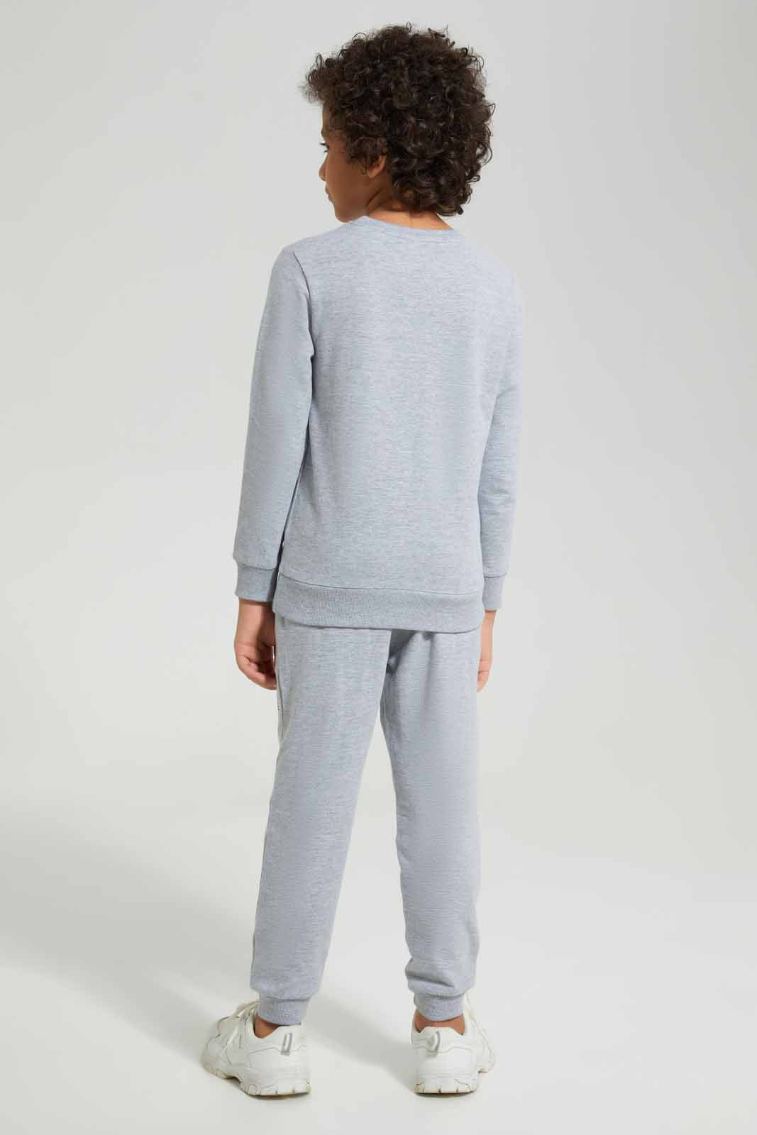 Redtag-Grey-Printed-Crew-Neck-Jogsuit-BOY-Jog-Sets,-Category:Jog-Sets,-Colour:Grey,-Deals:New-In,-Filter:Boys-(2-to-8-Yrs),-New-In-BOY-APL,-Non-Sale,-Section:Boys-(0-to-14Yrs),-W22A-Boys-2 to 8 Years