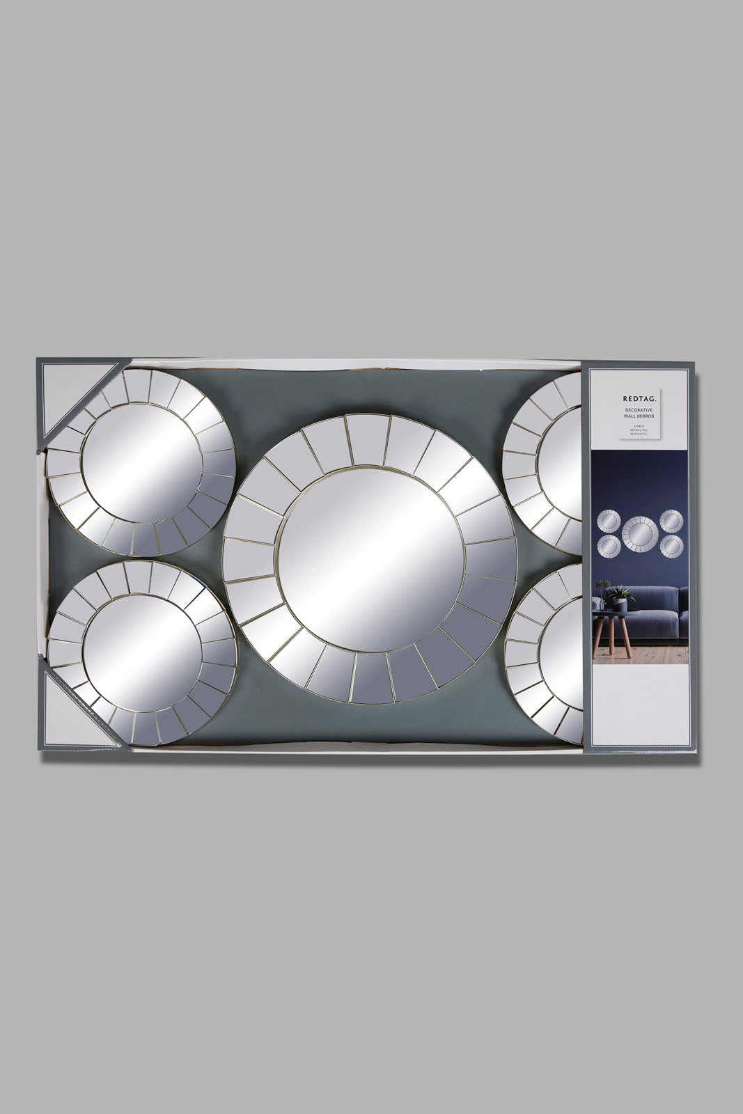 Redtag-Gold-Round-Decorative-Mirror-Set(5Piece)-Category:Mirrors,-Colour:Gold,-Deals:New-In,-Dept:Home,-Filter:Home-Decor,-HMW-HOM-Wall-Decor-&-Mirrors,-New-In-HMW-HOM,-Non-Sale,-Section:Homewares,-W22A-Home-Decor-