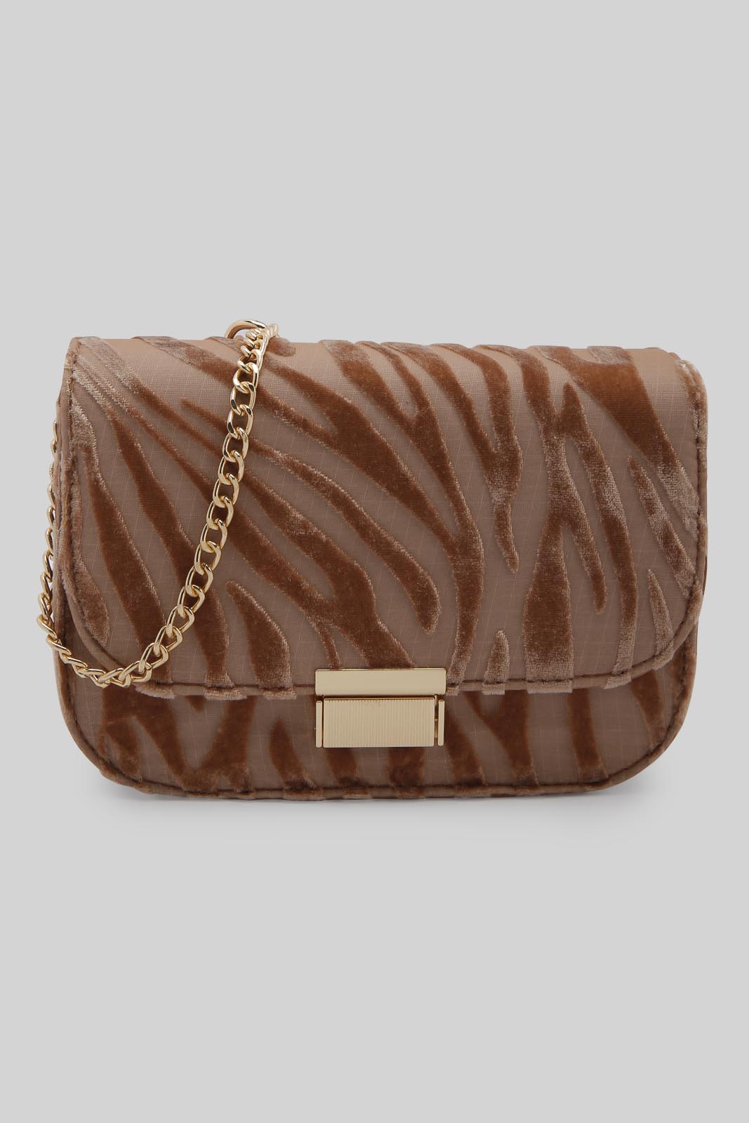 Redtag-Tan-And-White-Velvet-Cross-Body-Bags-Category:Bags,-Colour:Assorted,-Filter:Women's-Accessories,-New-In,-New-In-Women-ACC,-Non-Sale,-Section:Women,-W22B,-Women-Bags-Women-