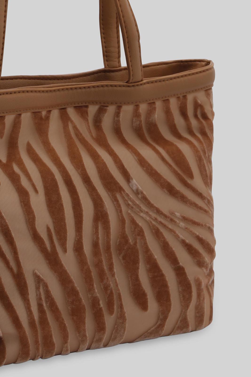 Redtag-Tan-And-White-Velvet-Tote-Bag-Category:Bags,-Colour:Assorted,-Filter:Women's-Accessories,-New-In,-New-In-Women-ACC,-Non-Sale,-Section:Women,-W22B,-Women-Bags-Women-