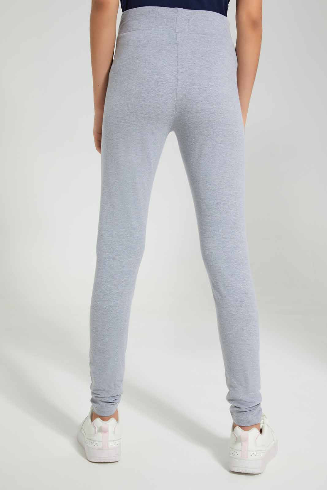 Redtag-Grey-Melange-Pique-Leggings-Category:Leggings,-Colour:Grey,-Deals:New-In,-Filter:Senior-Girls-(8-to-14-Yrs),-GSR-Leggings,-New-In-GSR-APL,-Non-Sale,-Section:Girls-(0-to-14Yrs),-TBL,-W22A-Senior-Girls-9 to 14 Years