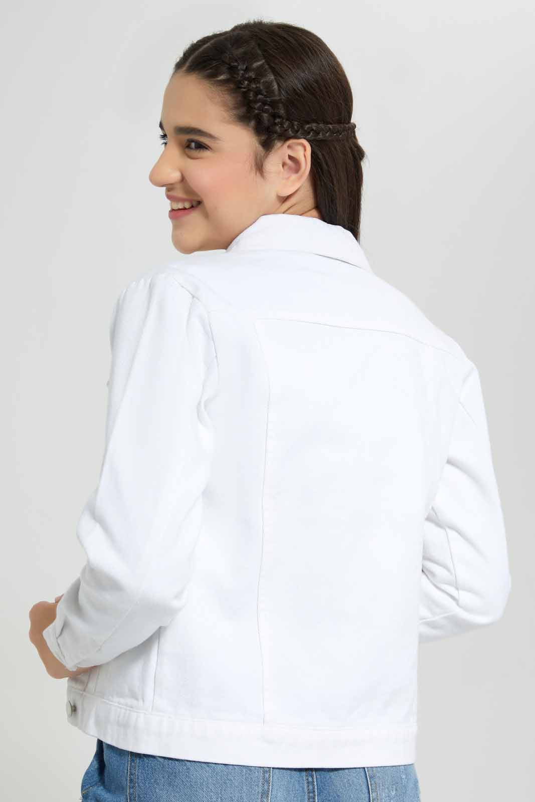 Redtag-White-Denim-Jacket-Category:Jackets,-Colour:White,-Deals:New-In,-Filter:Senior-Girls-(8-to-14-Yrs),-GSR-Jackets,-New-In-GSR-APL,-Non-Sale,-Section:Girls-(0-to-14Yrs),-W22A-Senior-Girls-9 to 14 Years