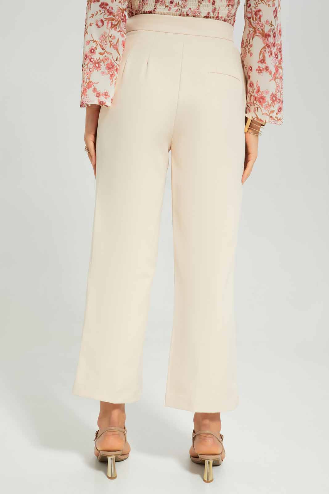 Redtag-Beige-Waistband-Button-Detail-Wide-Leg-Trouser-Category:Trousers,-Colour:Beige,-Deals:New-In,-Filter:Women's-Clothing,-New-In-Women-APL,-Non-Sale,-Section:Women,-W22A,-Women-Trousers-Women's-