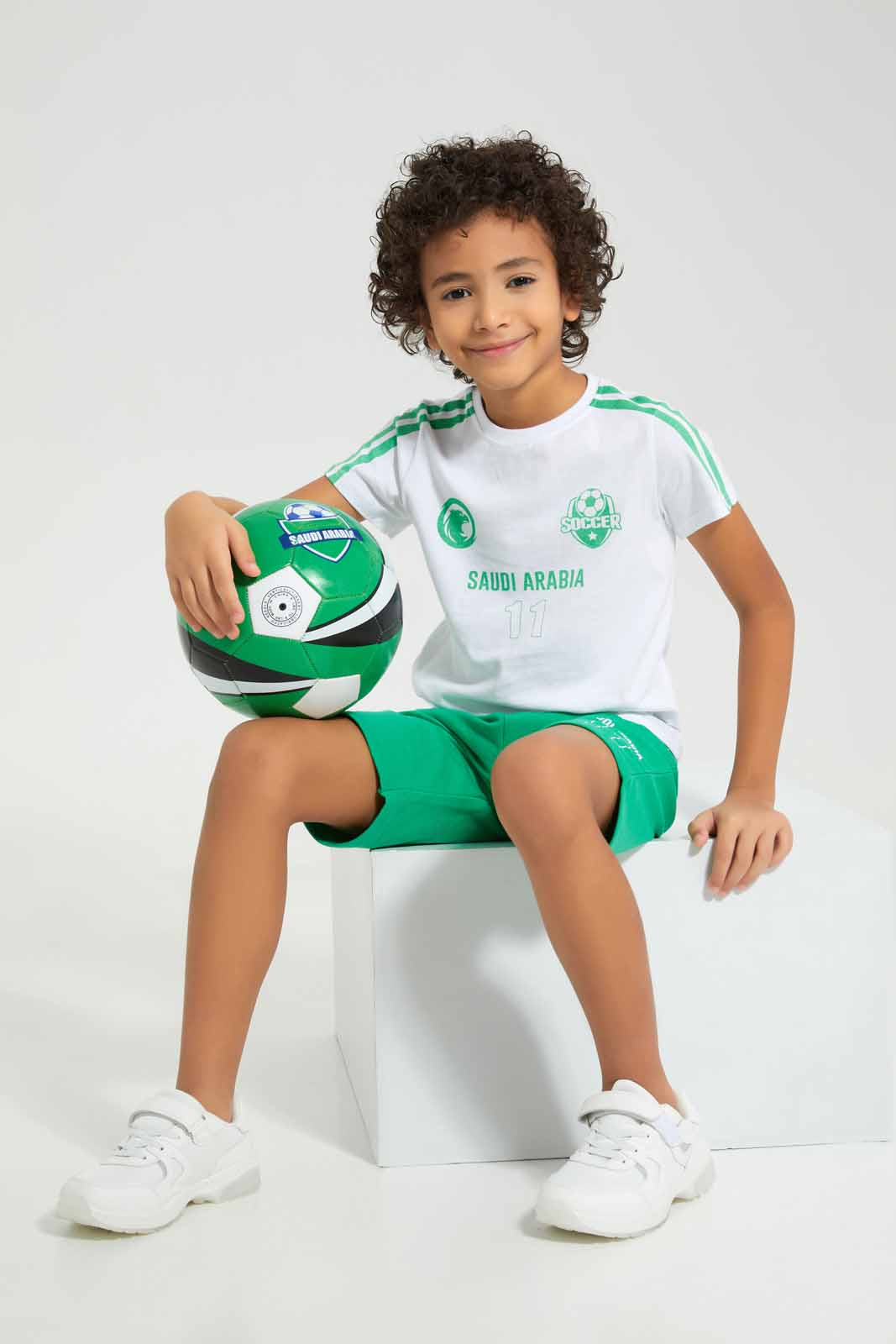 Boys Green And White Saudi Arabia Set (2 Piece)