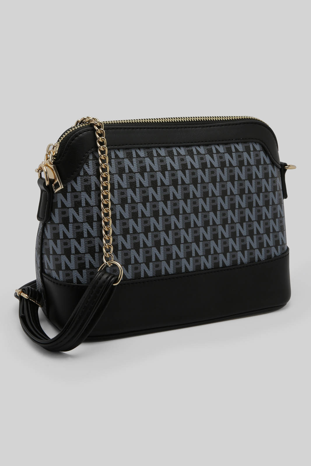 Redtag-Black-Monoram-Messnger-Bag-Category:Bags,-Colour:Black,-Dept:Ladieswear,-Filter:Women's-Accessories,-New-In,-New-In-Women-ACC,-Non-Sale,-Section:Women,-W22A,-Women-Bags-Women-