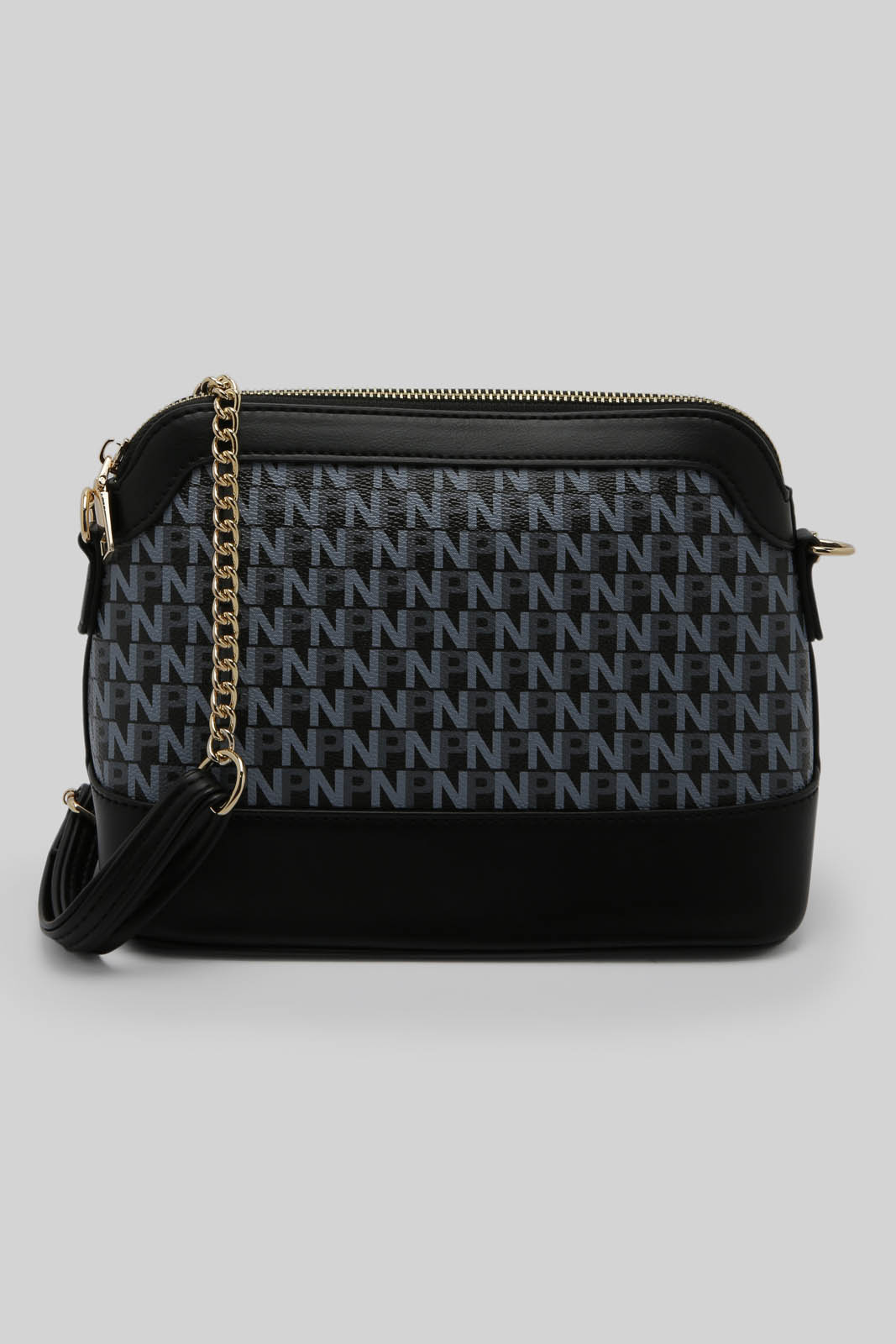 Redtag-Black-Monoram-Messnger-Bag-Category:Bags,-Colour:Black,-Dept:Ladieswear,-Filter:Women's-Accessories,-New-In,-New-In-Women-ACC,-Non-Sale,-Section:Women,-W22A,-Women-Bags-Women-