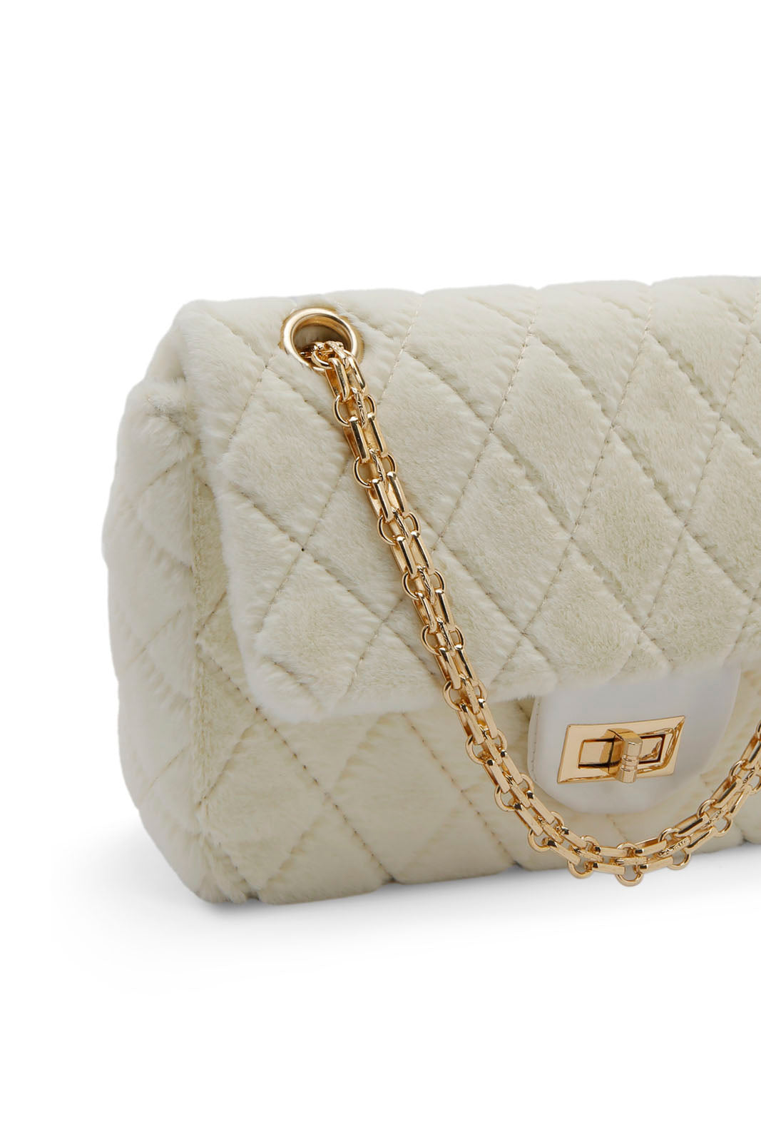 Redtag-White-Fur-Quilting-Bag-Category:Bags,-Colour:White,-Dept:Ladieswear,-Filter:Women's-Accessories,-New-In,-New-In-Women-ACC,-Non-Sale,-Section:Women,-W22B,-Women-Bags-Women-