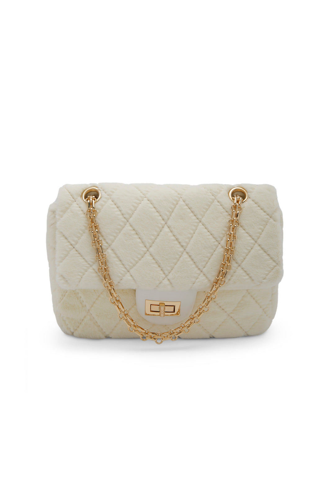 Redtag-White-Fur-Quilting-Bag-Category:Bags,-Colour:White,-Dept:Ladieswear,-Filter:Women's-Accessories,-New-In,-New-In-Women-ACC,-Non-Sale,-Section:Women,-W22B,-Women-Bags-Women-