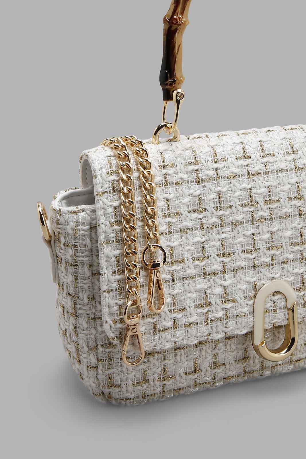 Redtag-White-Tweed-Crossbody-With-Top-Handle-Category:Bags,-Colour:White,-Filter:Women's-Accessories,-New-In,-New-In-Women-ACC,-Non-Sale,-Section:Women,-W22B,-Women-Bags-Women-