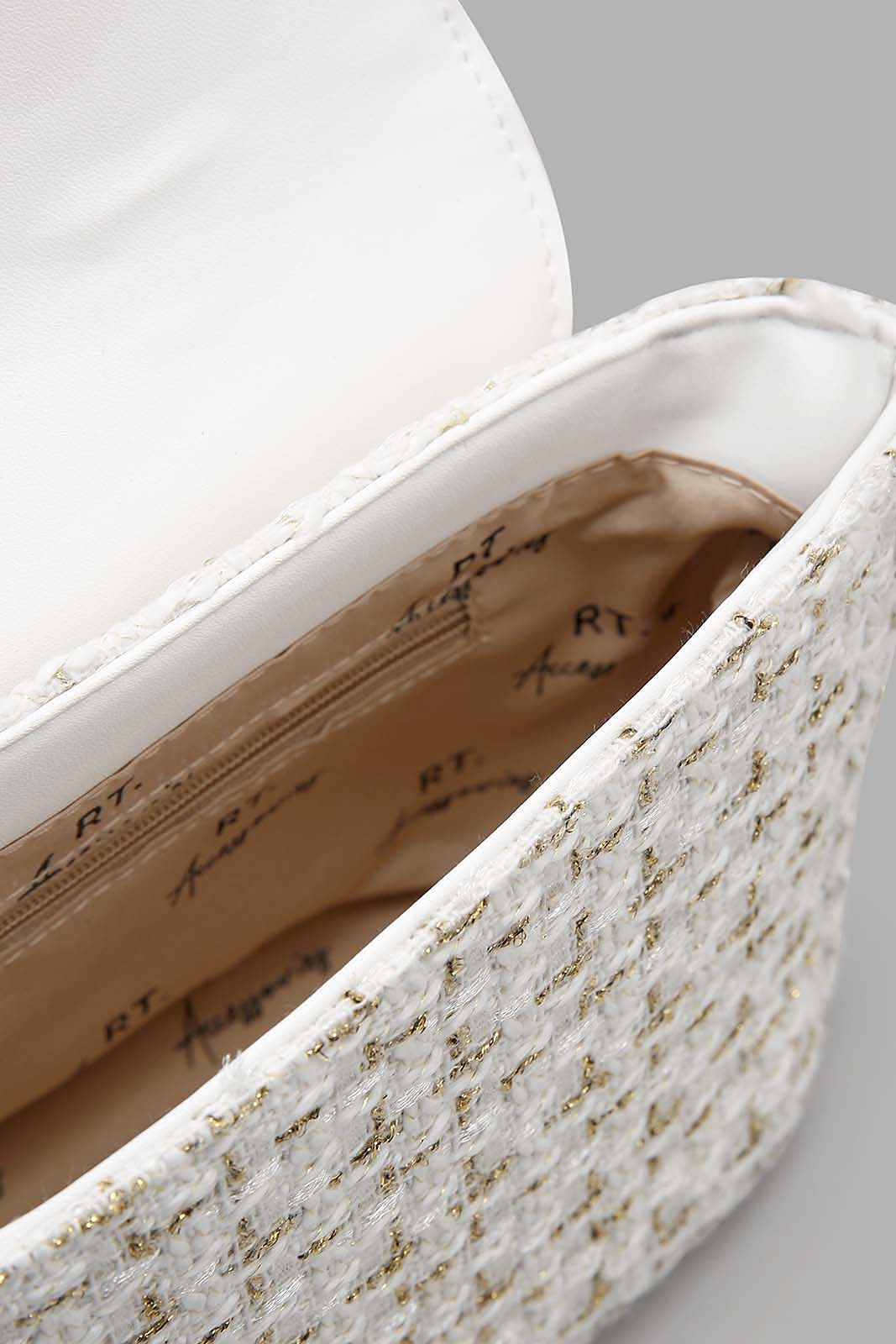 Redtag-White-Tweed-Crossbody-With-Top-Handle-Category:Bags,-Colour:White,-Filter:Women's-Accessories,-New-In,-New-In-Women-ACC,-Non-Sale,-Section:Women,-W22B,-Women-Bags-Women-