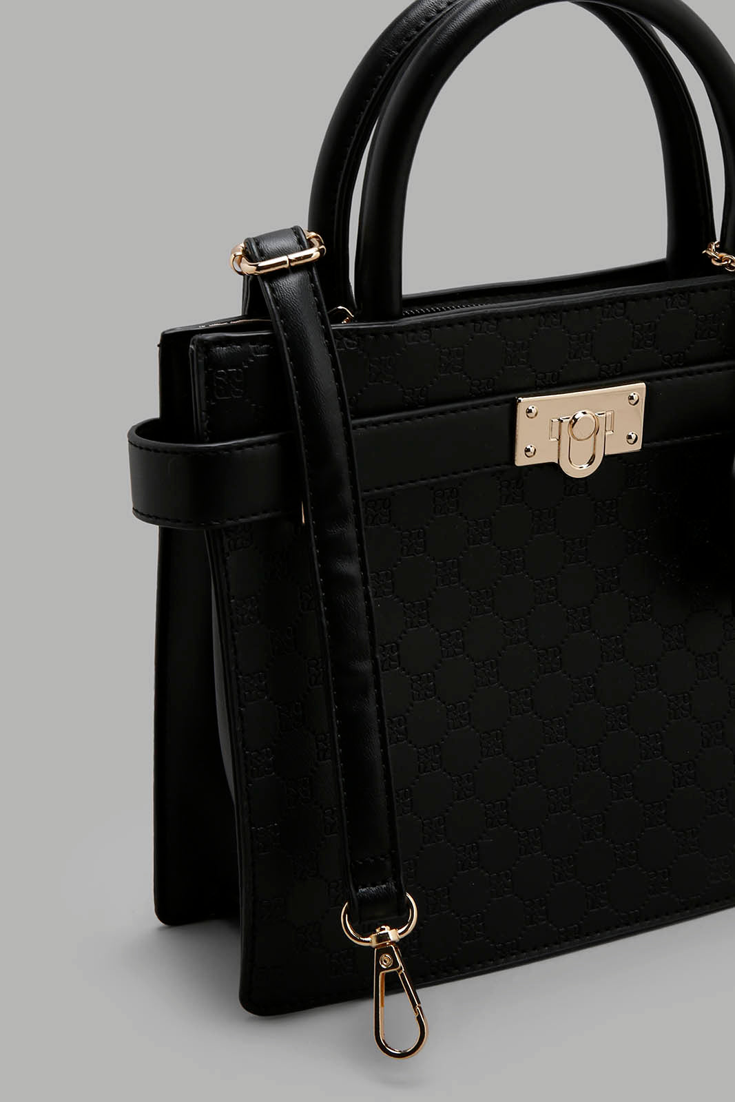 Redtag-Black-Embossed-Box-Messenger-Bag-Category:Bags,-Colour:Black,-Filter:Women's-Accessories,-New-In,-New-In-Women-ACC,-Non-Sale,-Section:Women,-W22B,-Women-Bags-Women-