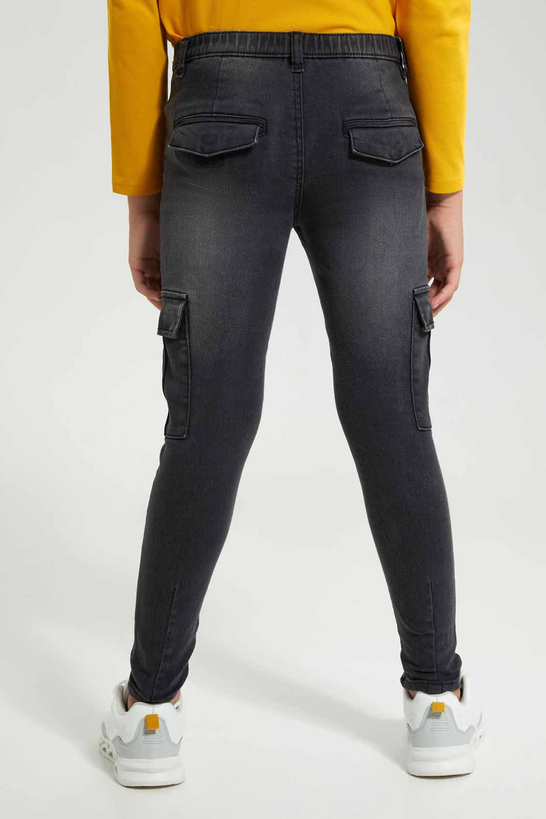 Redtag-Black-Cargo-Jeans-BSR-Jeans,-Category:Jeans,-Colour:Black,-Deals:New-In,-Filter:Senior-Boys-(8-to-14-Yrs),-New-In-BSR-APL,-Non-Sale,-Section:Boys-(0-to-14Yrs),-W22A-Senior-Boys-9 to 14 Years