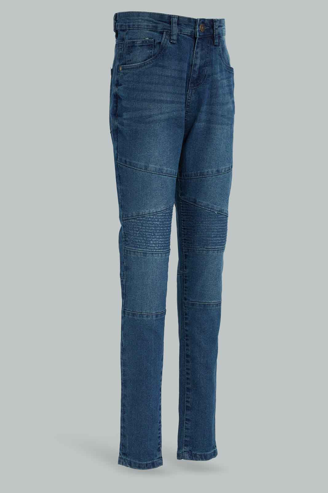 Redtag-Blue-Biker-Knee-Jeans-BSR-Jeans,-Category:Jeans,-Colour:Blue,-Deals:New-In,-Dept:Boys,-Filter:Senior-Boys-(8-to-14-Yrs),-New-In-BSR-APL,-Non-Sale,-Section:Boys-(0-to-14Yrs),-W22A-Senior-Boys-9 to 14 Years