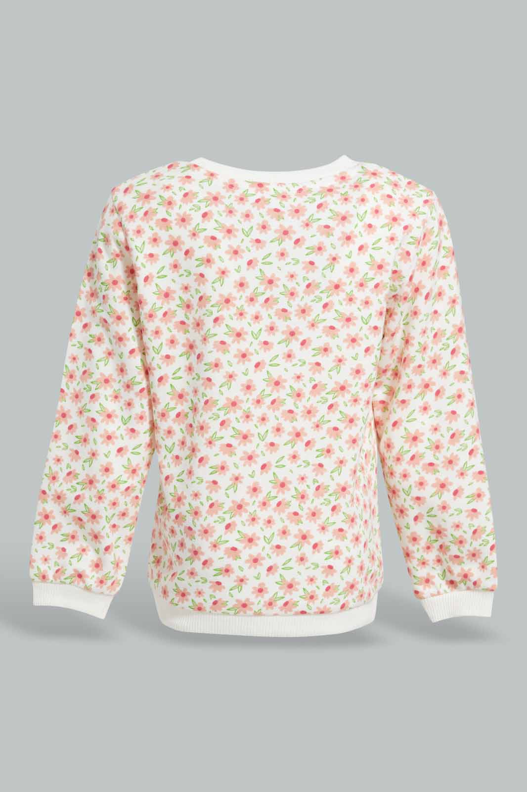 Redtag-Ivory-Floral-AOP-Sweatshirt-Category:Sweatshirts,-Colour:Ivory,-Deals:New-In,-Filter:Infant-Girls-(3-to-24-Mths),-ING-Sweatshirts,-New-In-ING-APL,-Non-Sale,-Section:Girls-(0-to-14Yrs),-W22A-Infant-Girls-3 to 24 Months