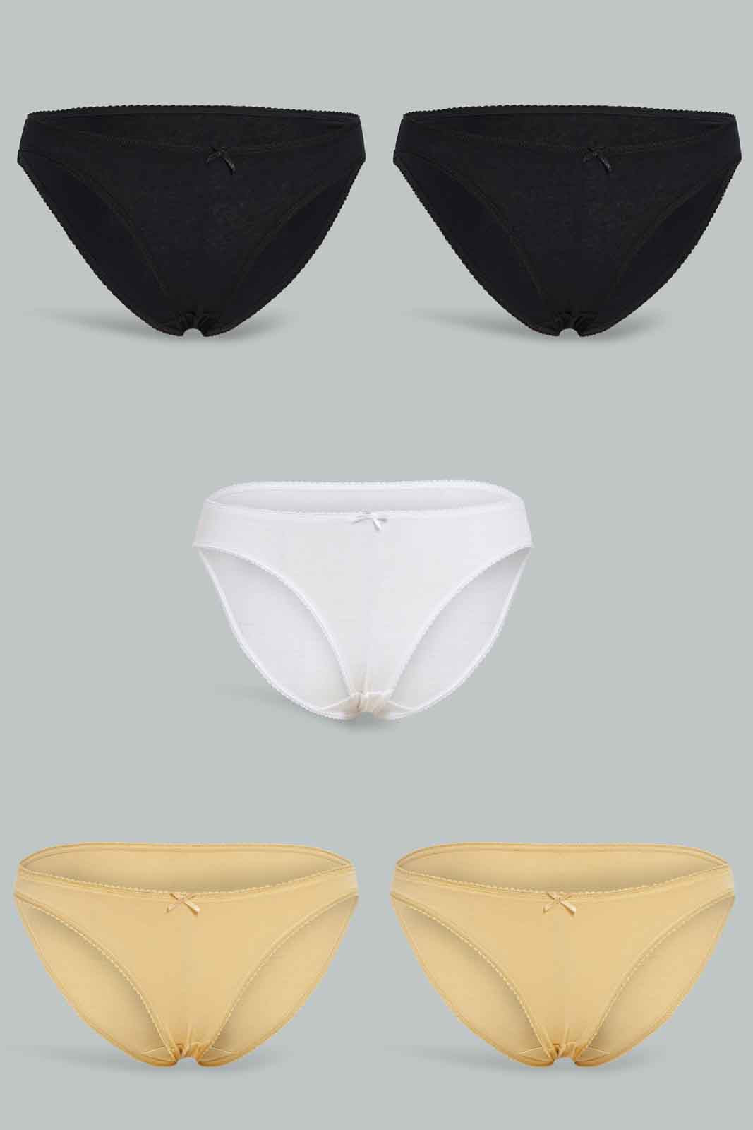 Redtag-Assorted-Plain-Bikini-Brief-5-Pack-365,-Category:Briefs,-Colour:Assorted,-Deals:New-In,-Filter:Women's-Clothing,-New-In-Women-APL,-Non-Sale,-Section:Women,-Women-Briefs--