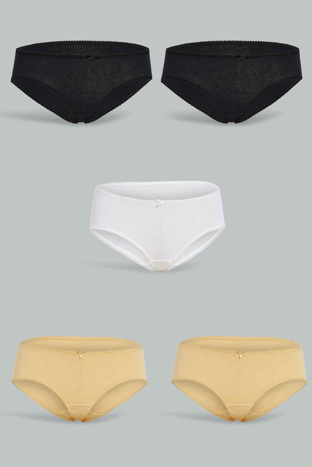 Redtag-Assorted-Plain-Boy-leg-Brief-5-Pack-365,-Category:Briefs,-Colour:Assorted,-Deals:New-In,-Filter:Women's-Clothing,-New-In-Women-APL,-Non-Sale,-Section:Women,-Women-Briefs--