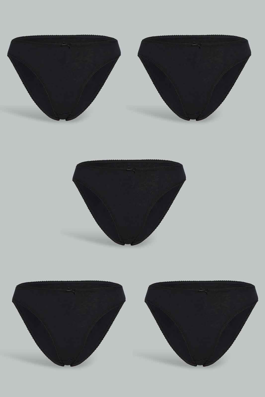 Redtag-Assorted-Plain-Hi-leg-Brief-5-Pack-365,-Category:Briefs,-Colour:Black,-Deals:New-In,-Filter:Women's-Clothing,-New-In-Women-APL,-Non-Sale,-Section:Women,-Women-Briefs--