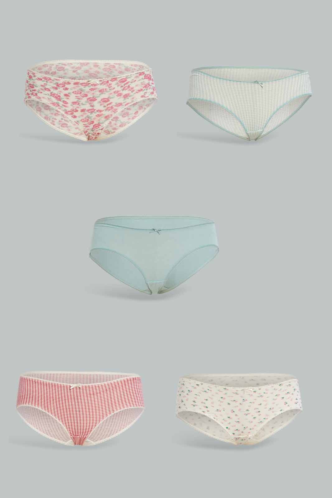 Redtag-Assorted-Print-Boy-leg-Brief-5-Pack-365,-Category:Briefs,-Colour:Assorted,-Deals:New-In,-Dept:Ladieswear,-Filter:Women's-Clothing,-New-In-Women-APL,-Non-Sale,-Section:Women,-Women-Briefs--