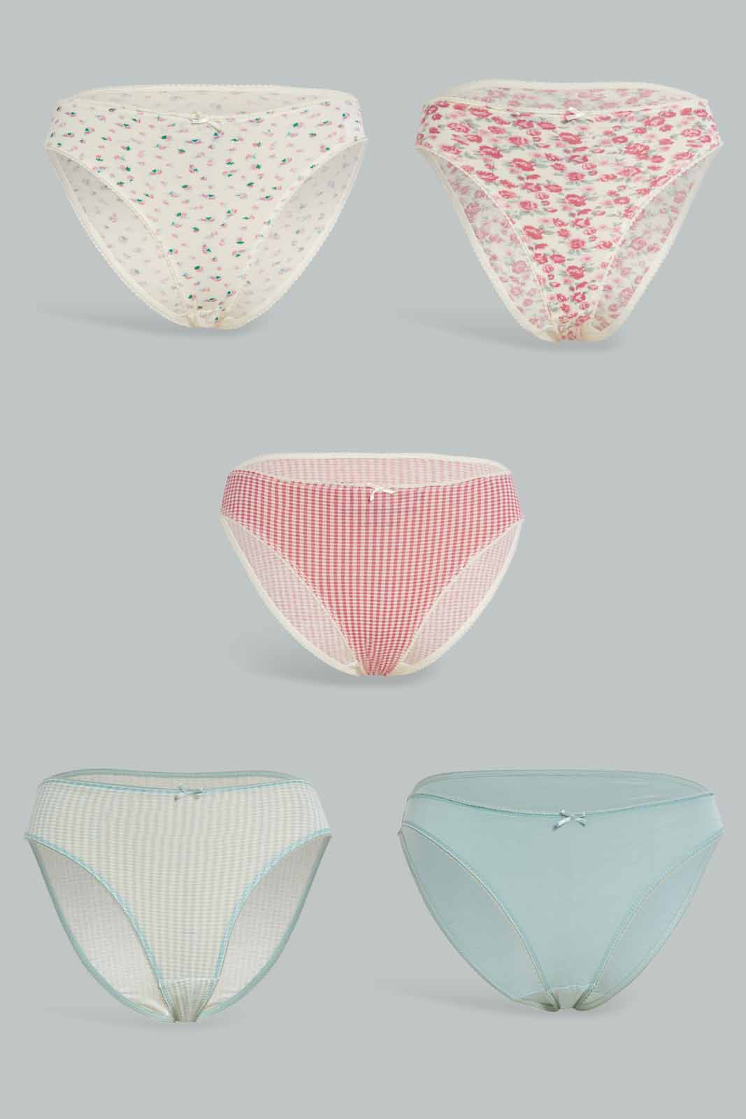 Redtag-Assorted-Print-Hi-leg-Brief-5-Pack-365,-Category:Briefs,-Colour:Assorted,-Deals:New-In,-Dept:Ladieswear,-Filter:Women's-Clothing,-New-In-Women-APL,-Non-Sale,-Section:Women,-Women-Briefs--