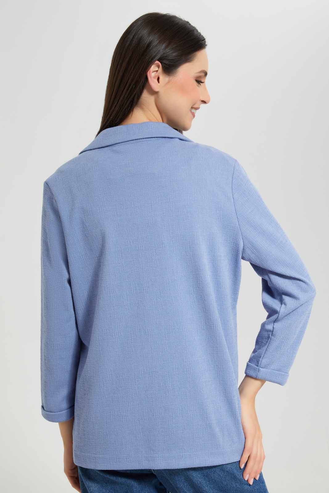 Redtag-Blue-Lapel-Collar-Jacket-With-Roll-Up-Sleeve-Category:Jackets,-Colour:Blue,-Deals:New-In,-Filter:Women's-Clothing,-New-In-Women-APL,-Non-Sale,-Section:Women,-W22A,-Women-Jackets-Women's-