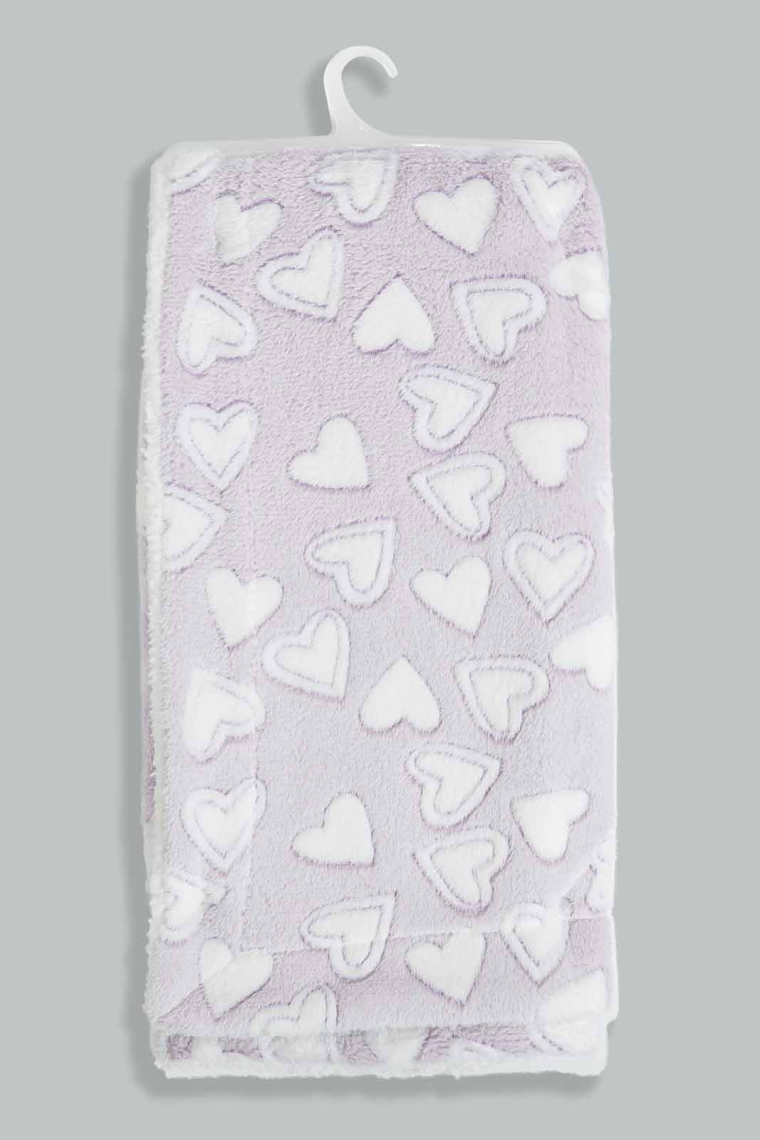 Redtag-Liac-Embbossed-Hearts-Sherpa-Blanket-Category:Newborn-Accessories,-Colour:Lilac,-Deals:New-In,-Filter:Baby-(0-to-12-Mths),-NBB-Newborn-Accessories,-New-In-NBB-APL,-Non-Sale,-Section:Boys-(0-to-14Yrs),-W22A-Baby-0 to 12 Months