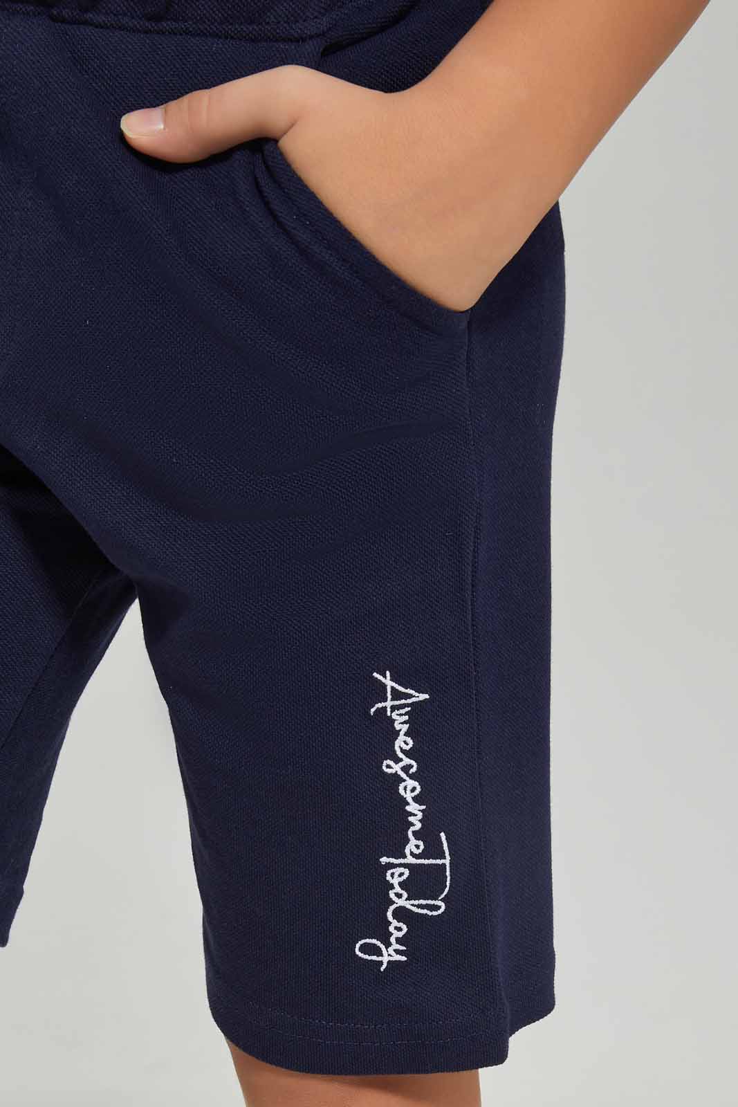 Redtag-Navy-Pique-Shorts-BOY-Shorts,-Category:Shorts,-Colour:Navy,-Deals:New-In,-Dept:Boys,-Filter:Boys-(2-to-8-Yrs),-New-In-BOY-APL,-Non-Sale,-Section:Boys-(0-to-14Yrs),-TBL,-W22A-Boys-2 to 8 Years