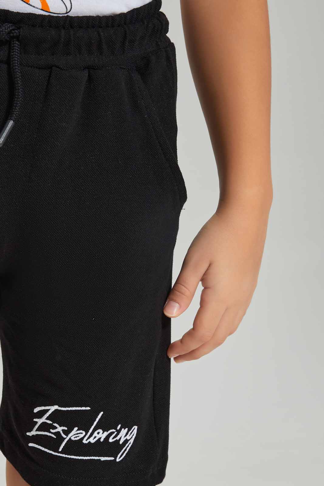 Redtag-Black-Pique-Shorts-BOY-Shorts,-Category:Shorts,-Colour:Black,-Deals:New-In,-Dept:Boys,-Filter:Boys-(2-to-8-Yrs),-New-In-BOY-APL,-Non-Sale,-Section:Boys-(0-to-14Yrs),-TBL,-W22A-Boys-2 to 8 Years