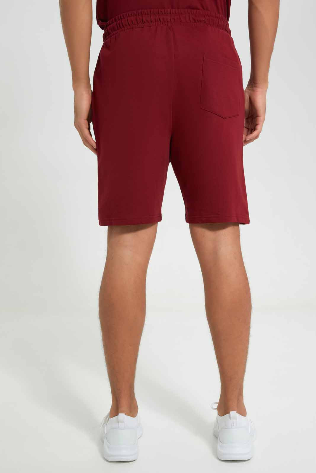 Redtag-Qatar-Football-World-Cup-Shorts-Category:Joggers,-Colour:Burgundy,-Deals:New-In,-Filter:Men's-Clothing,-Men-Joggers,-New-In-Men-APL,-Non-Sale,-Section:Men,-W22B-Men's-